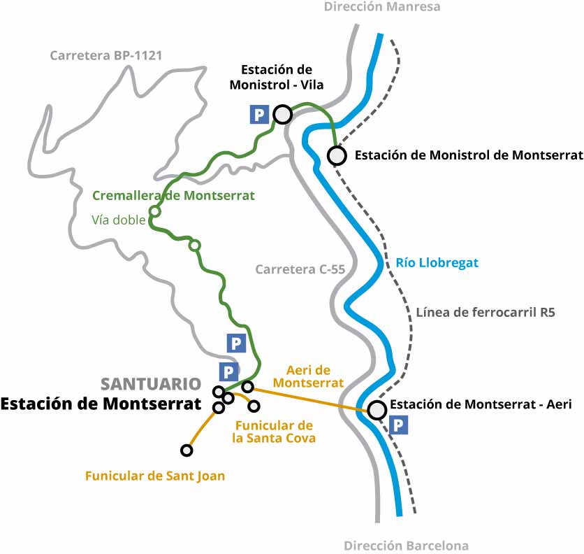 Mapa cómo llegar a Montserrat